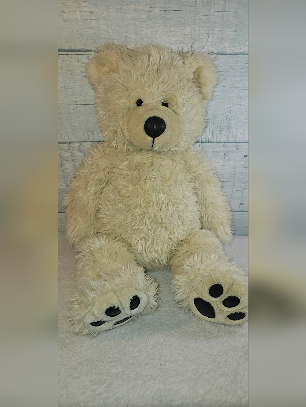 Vintage 1997 Build A Bear Polar Bear With Faux Leather Nose And Paw Accents